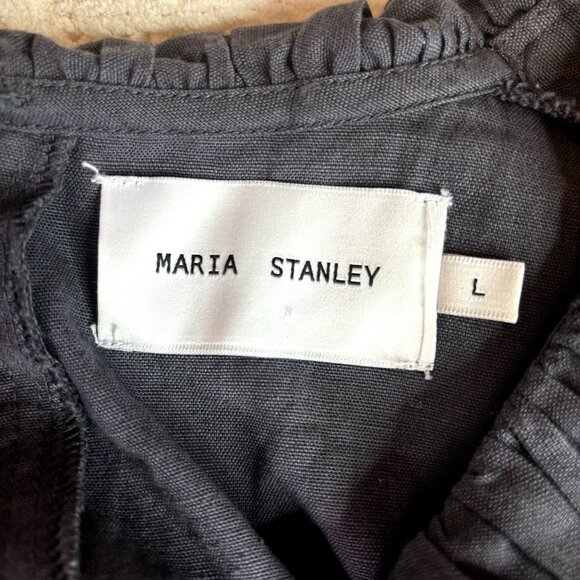 Maria Stanley Anthropologie Cascada Ruffle Jumpsuit, Black Wide Leg Romper, Sz L - Picture 4 of 12